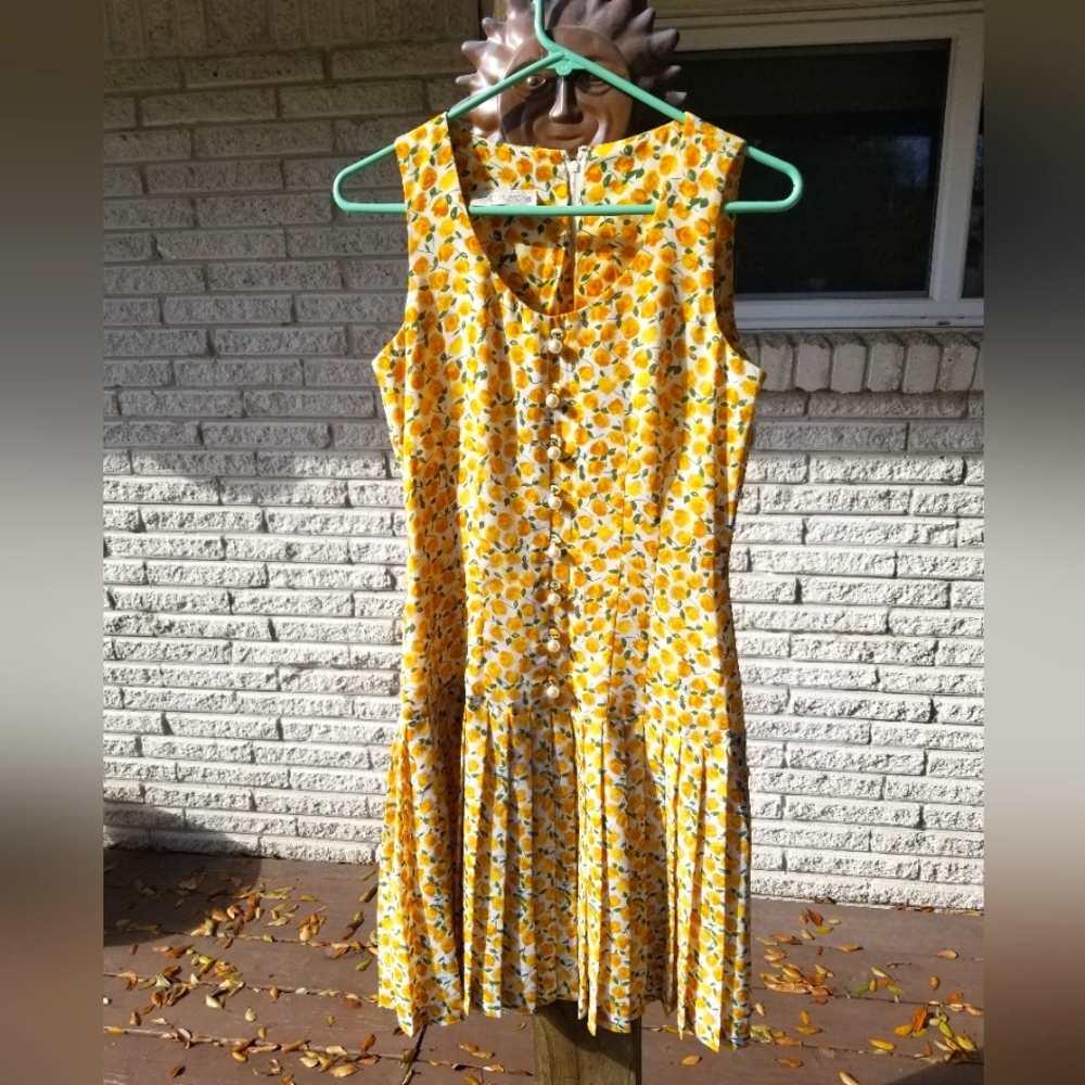 Vintage Oberon yellow rose dress 6